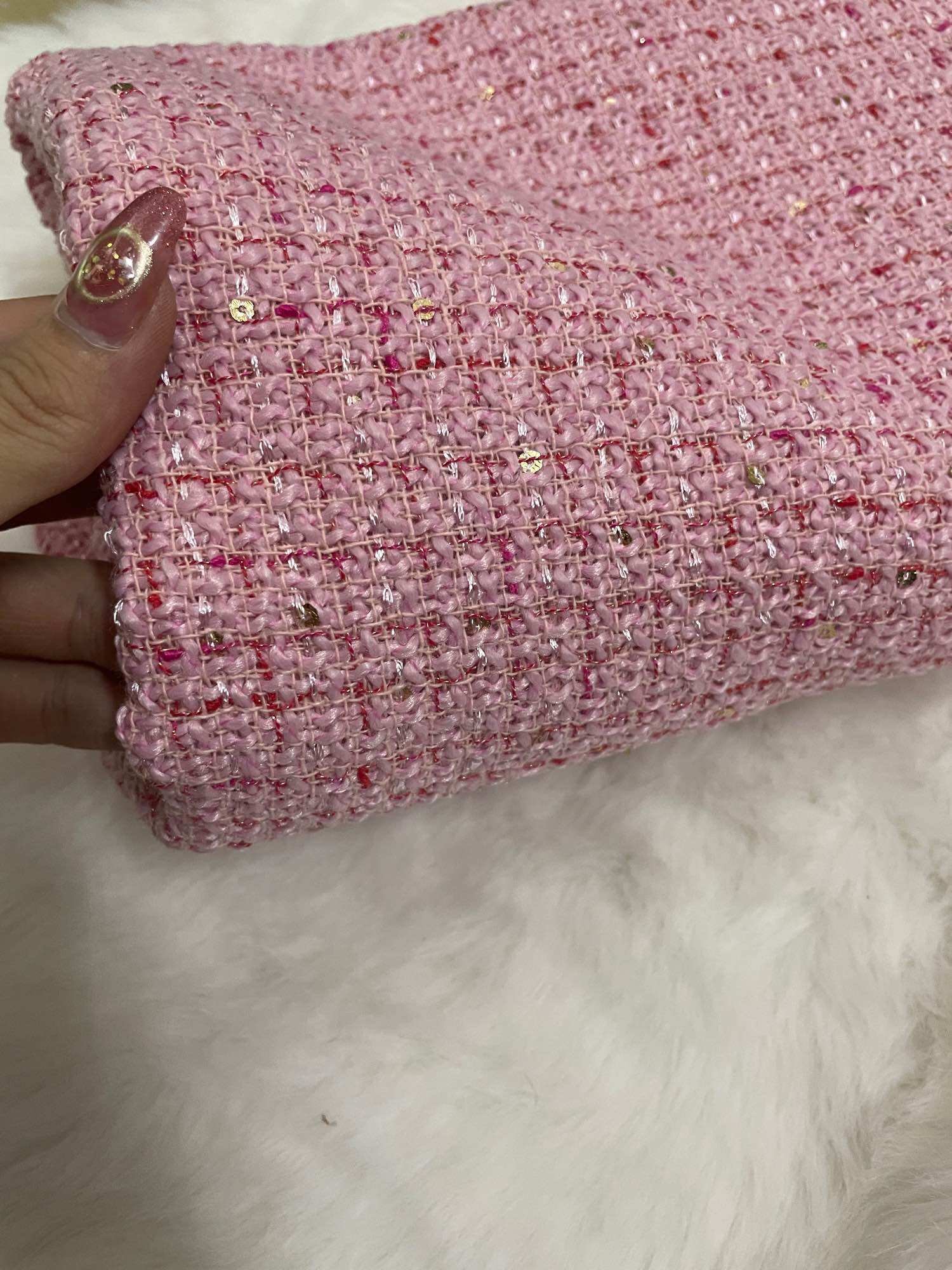 Vải dạ tweed phẩy kim sa cao cấp