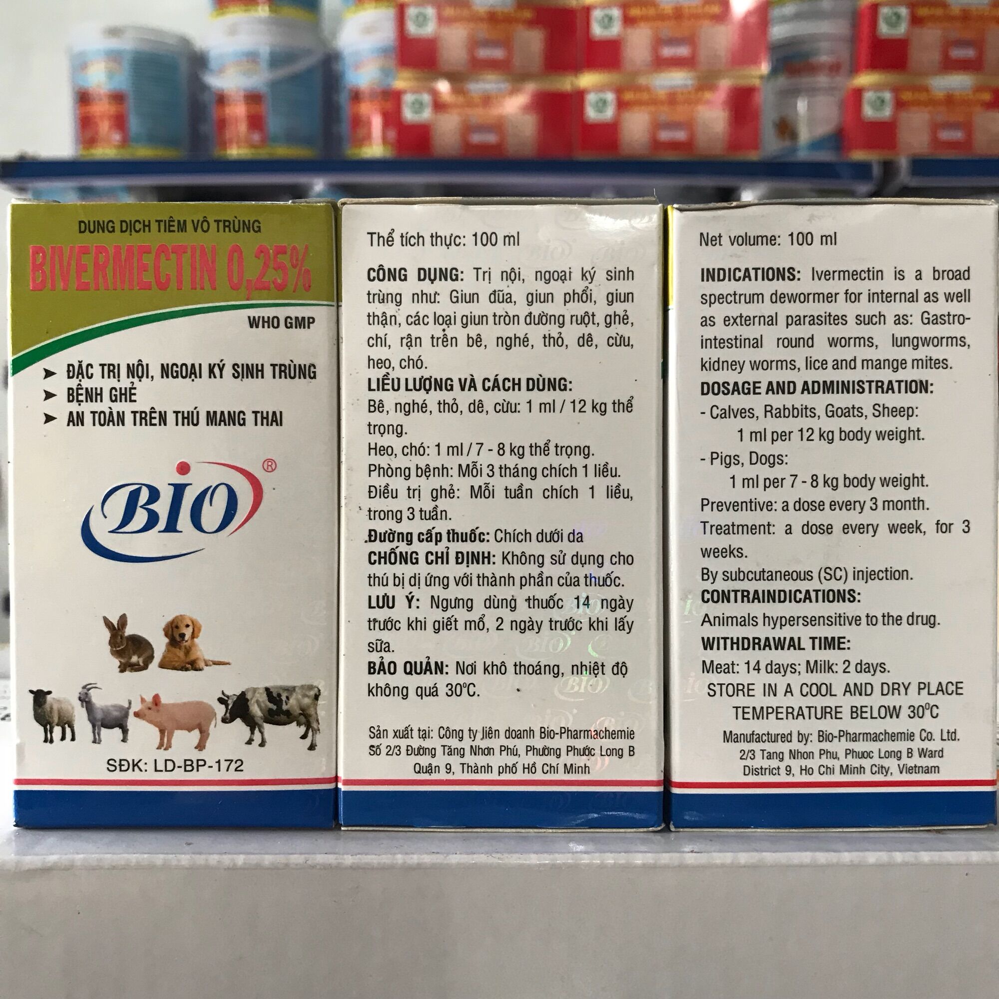 Bivermectin 100ml tẩy giun sán vật nuôi