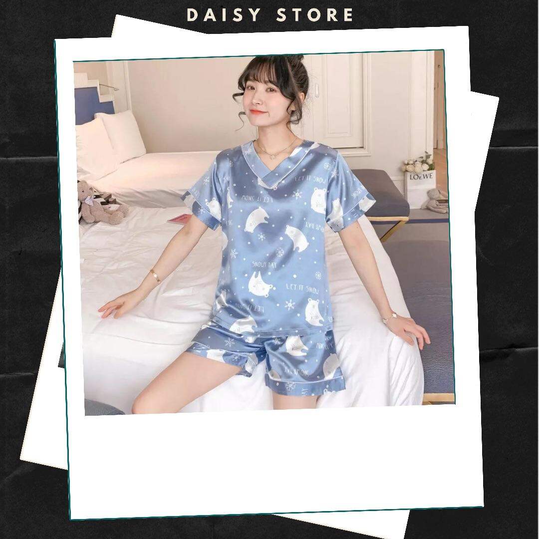 ĐỒ NGỦ PIJAMA MÙA HÈ LỤA NGẮN TAY HÀN QUỐC