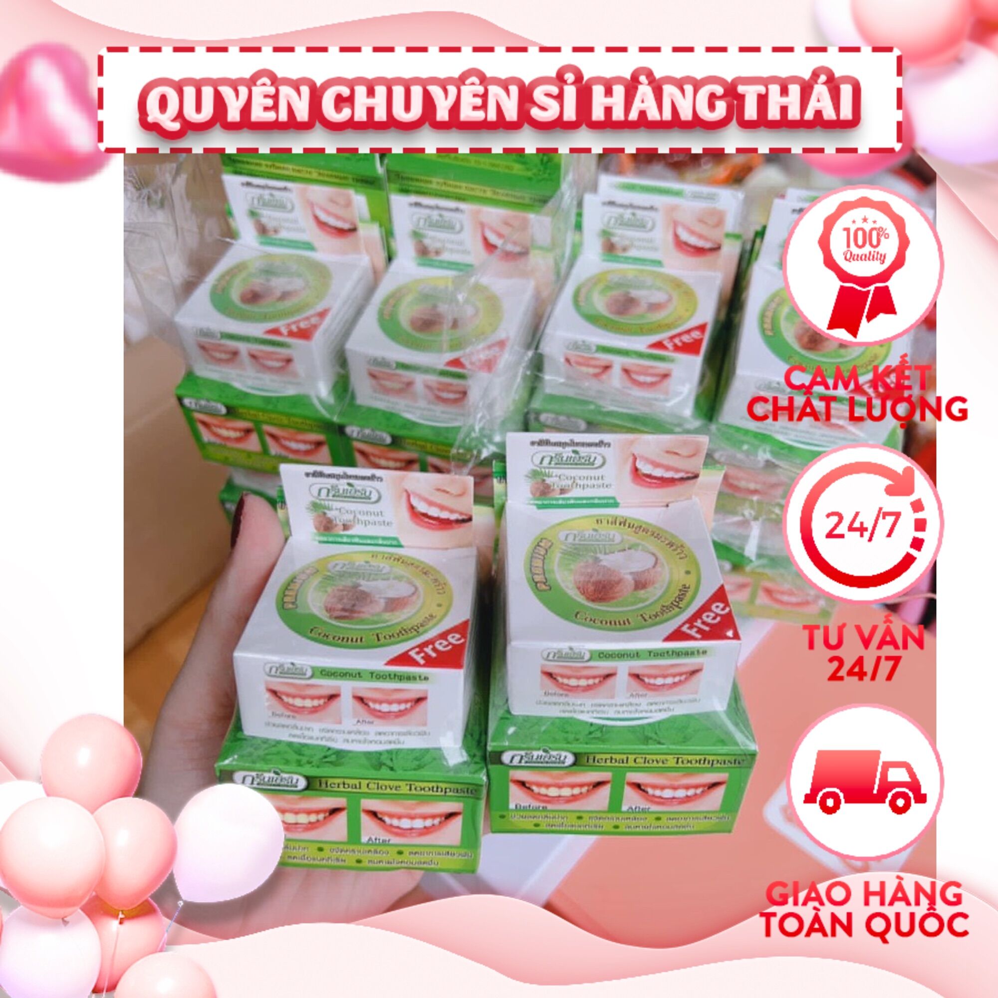 kem tẩy trắng răng trà xanh green herb thái lan