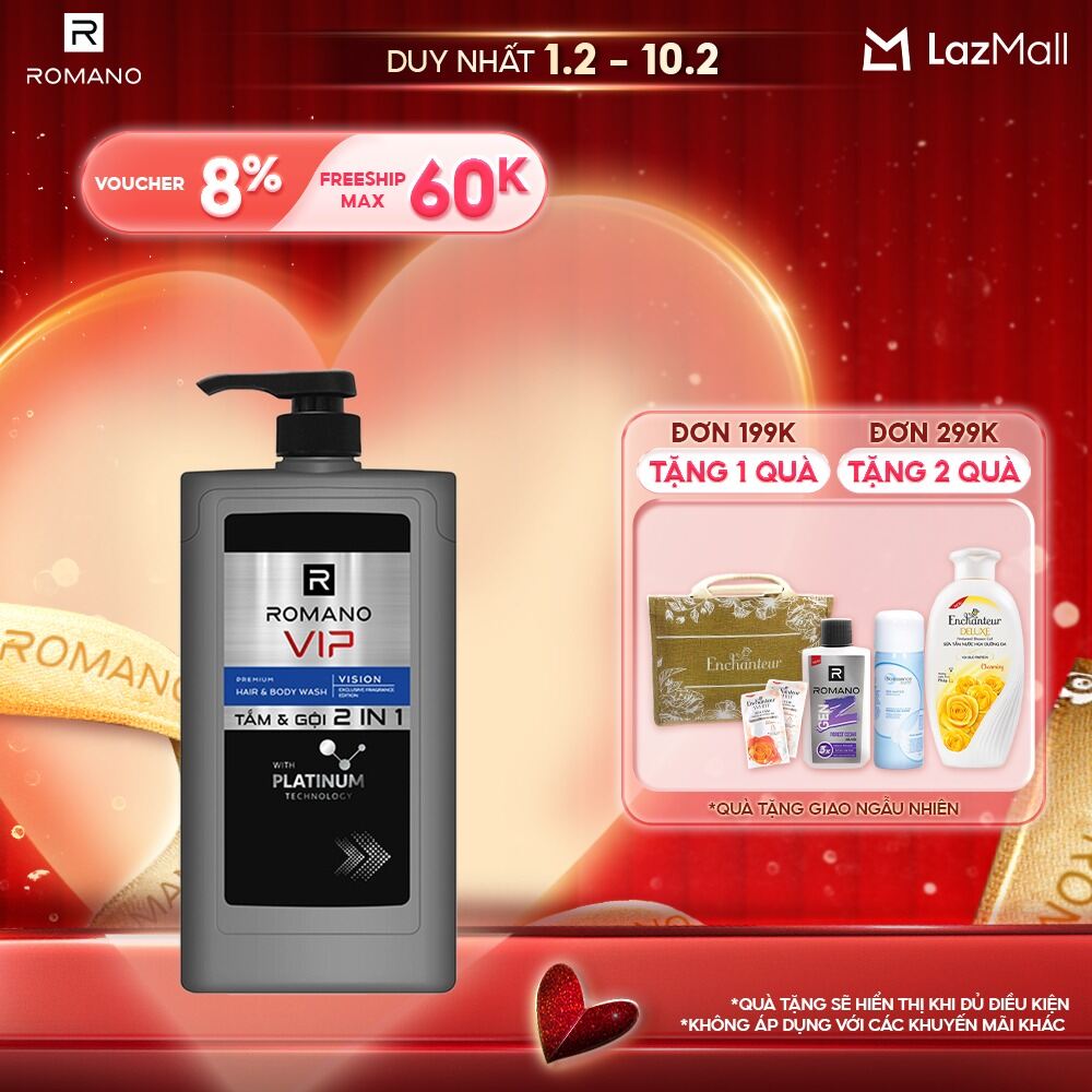 Tắm gội 2 trong 1 Romano 2in1 Vip Vision 650g/chai