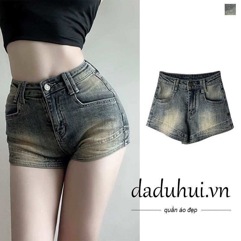 (Hình thật sản phẩm )quần short jeans lưng cao co dãn