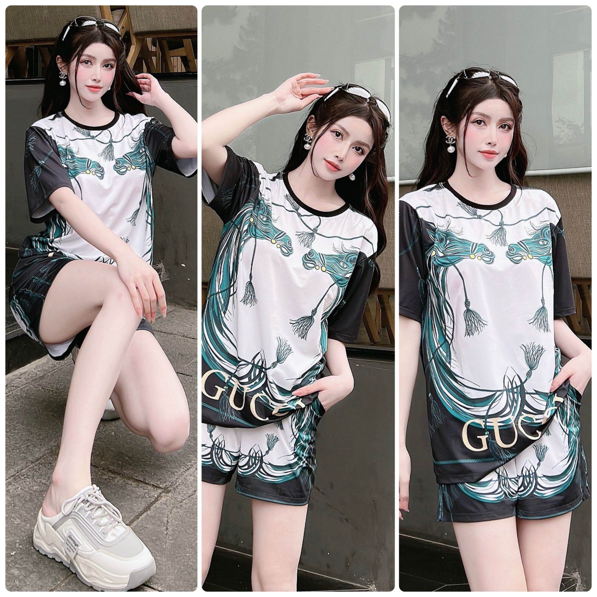 Set bộ đồ thun đùi form rộng thun lạnh in 3d htd61