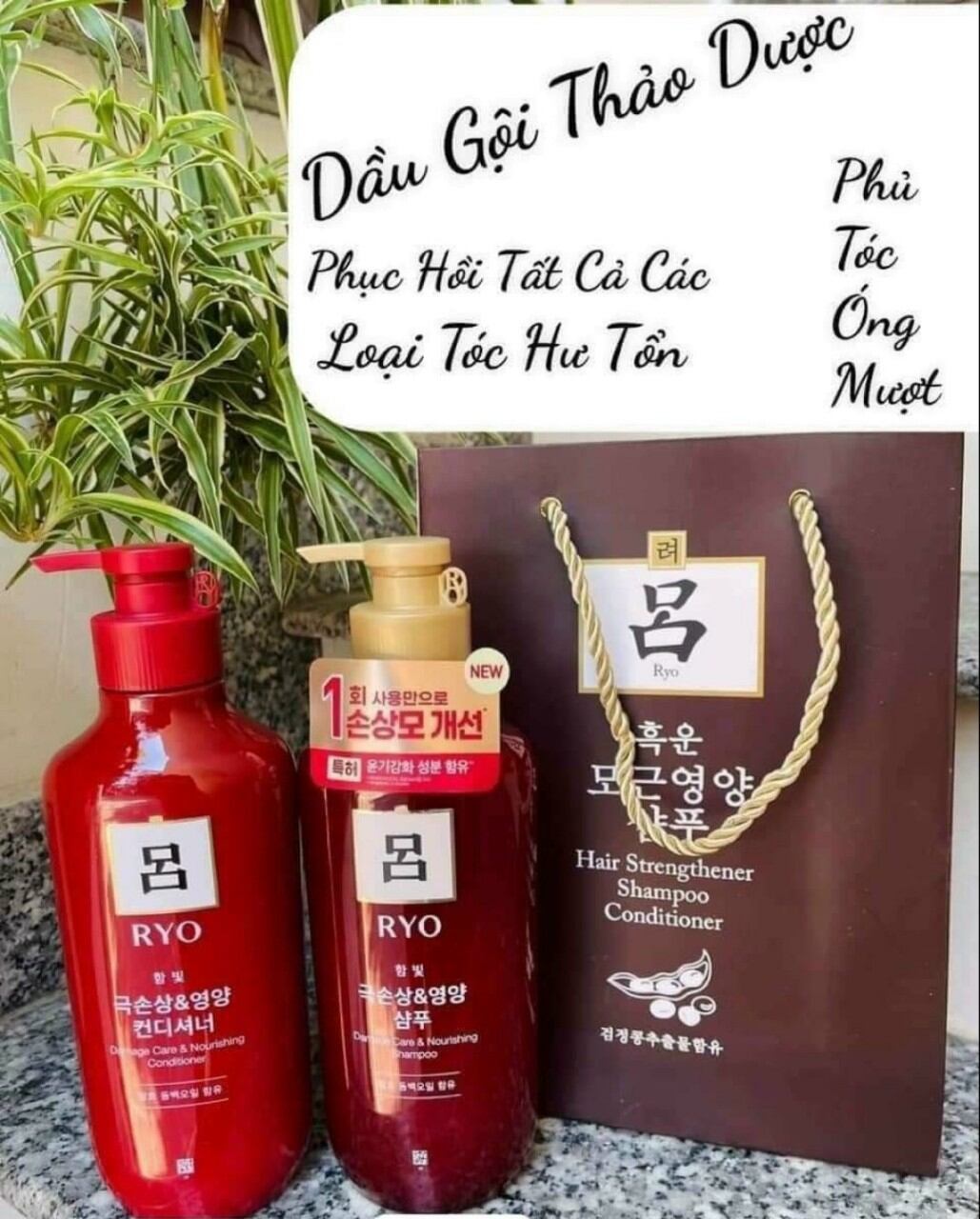 Cặp gội xả thảo mộc siêu xịn ryo 500ml/chai hàn quốc