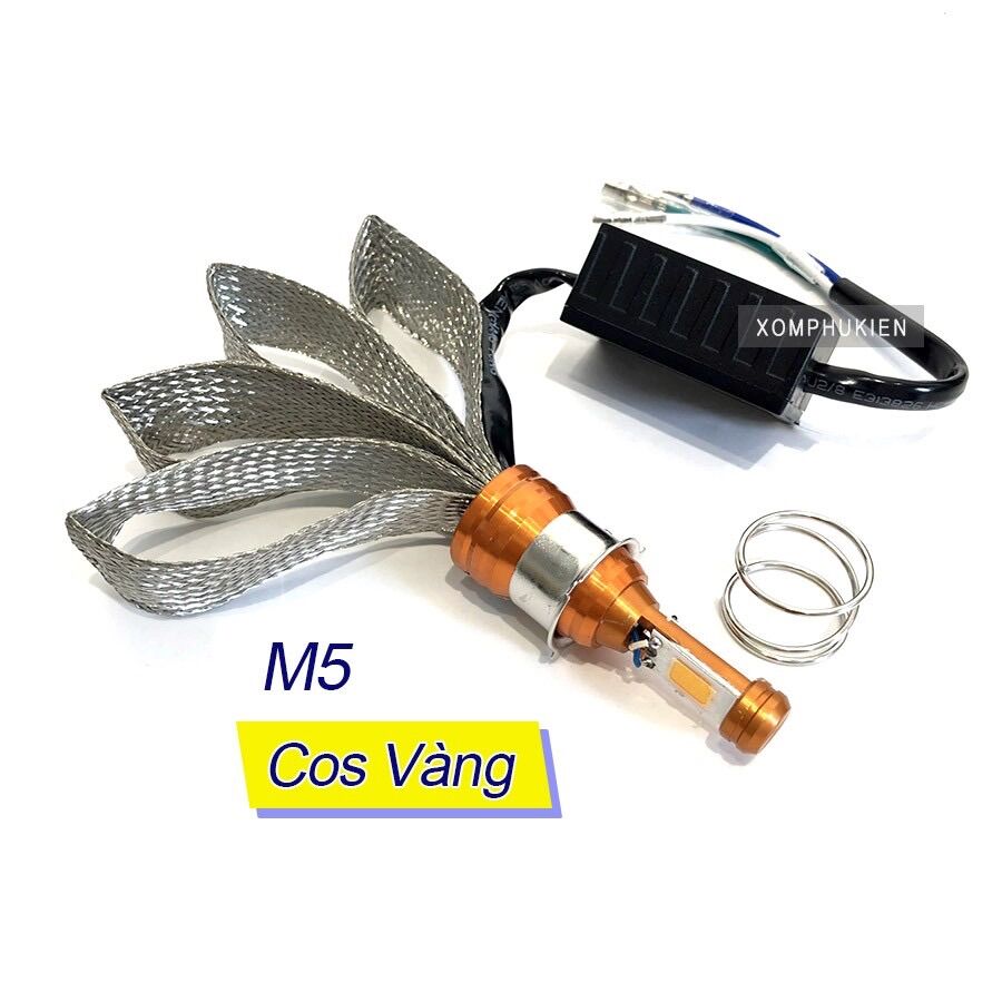 Đèn pha led 2 tim m5 ánh sáng vàng, trắng