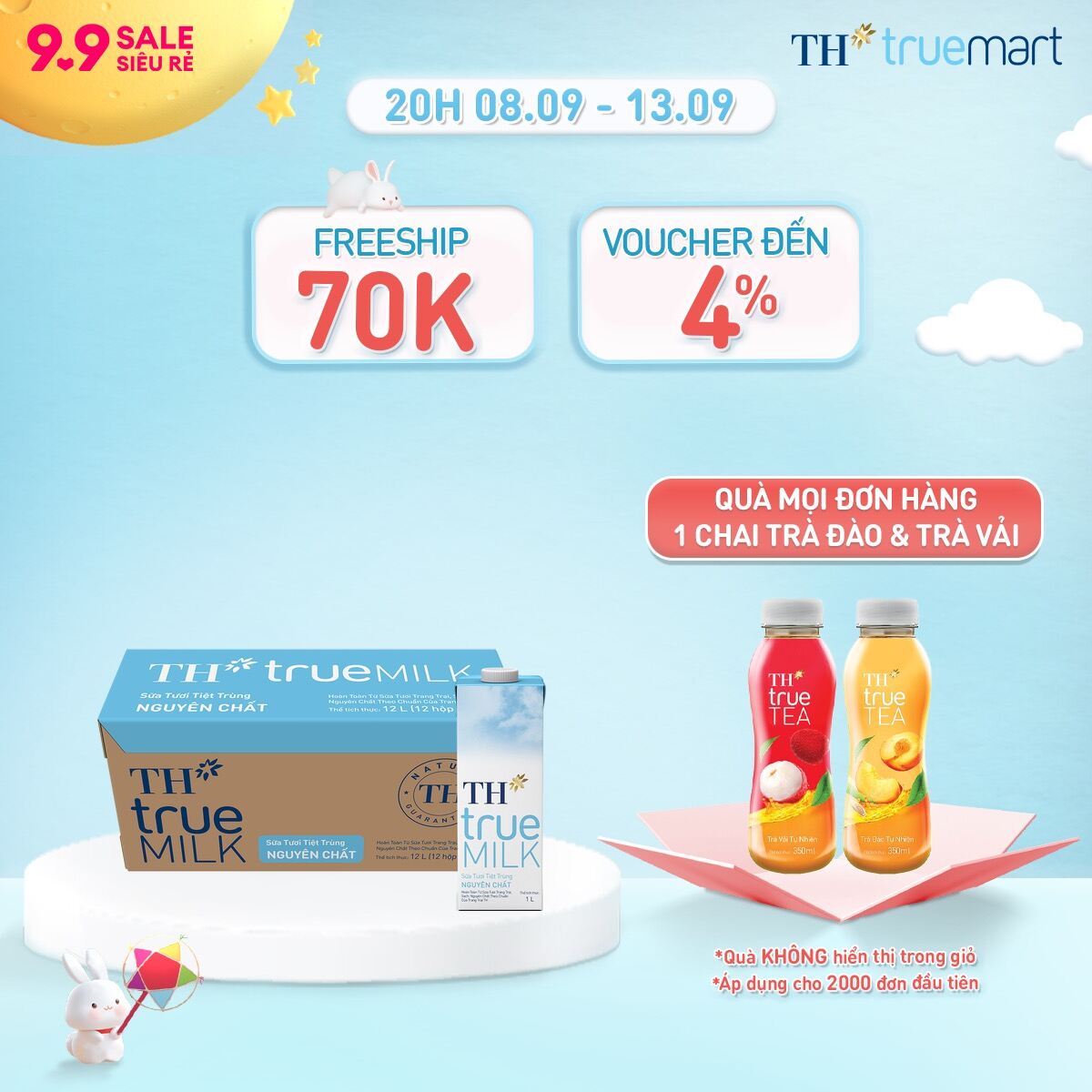 Thùng 12 hộp sữa tươi tiệt trùng TH true MILK nguyên chất 1 L (1 L x 12)