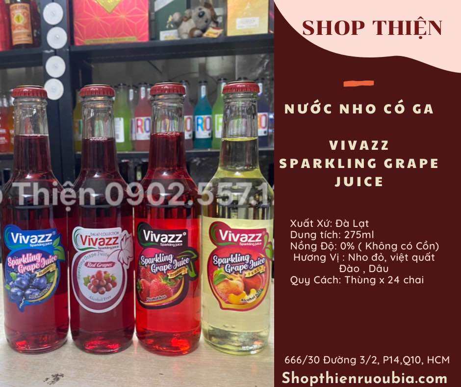 Nước Nho Có Ga VIVAZZ Sparkling Grape Juice 275ml