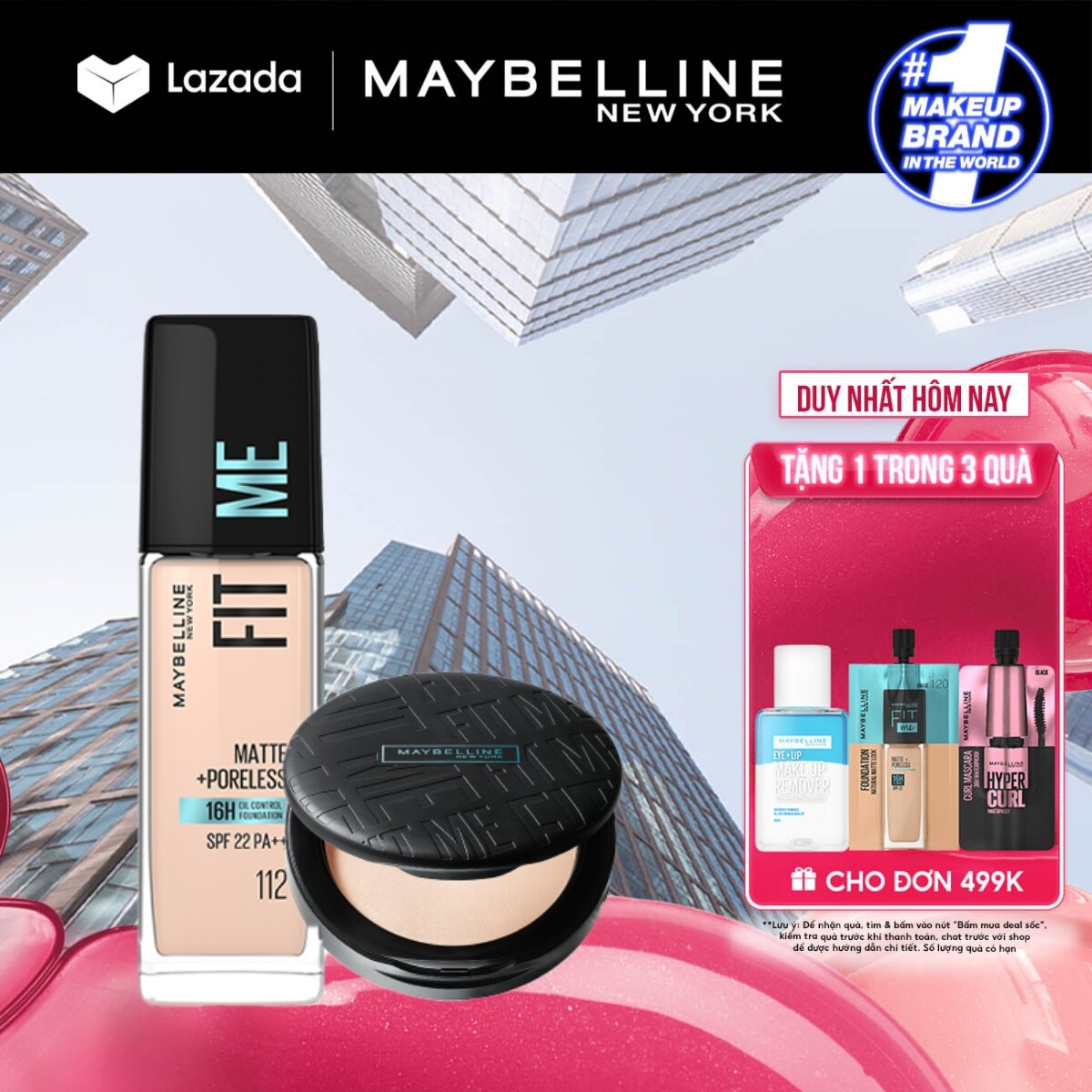 [Bộ trang điểm] Bộ Kem Nền Fit Me Mịn Lì 30ml và phấn nền Fit Me Compact Mịn Nhẹ Kiềm Dầu Chống Nắng