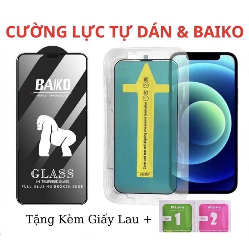 Kính Cường Lực iphone Full Màn Khung Tự Dán và Baiko 6/6s/7/7plus/8/plus/x/xr/xs/11/12/13/14/pro/max