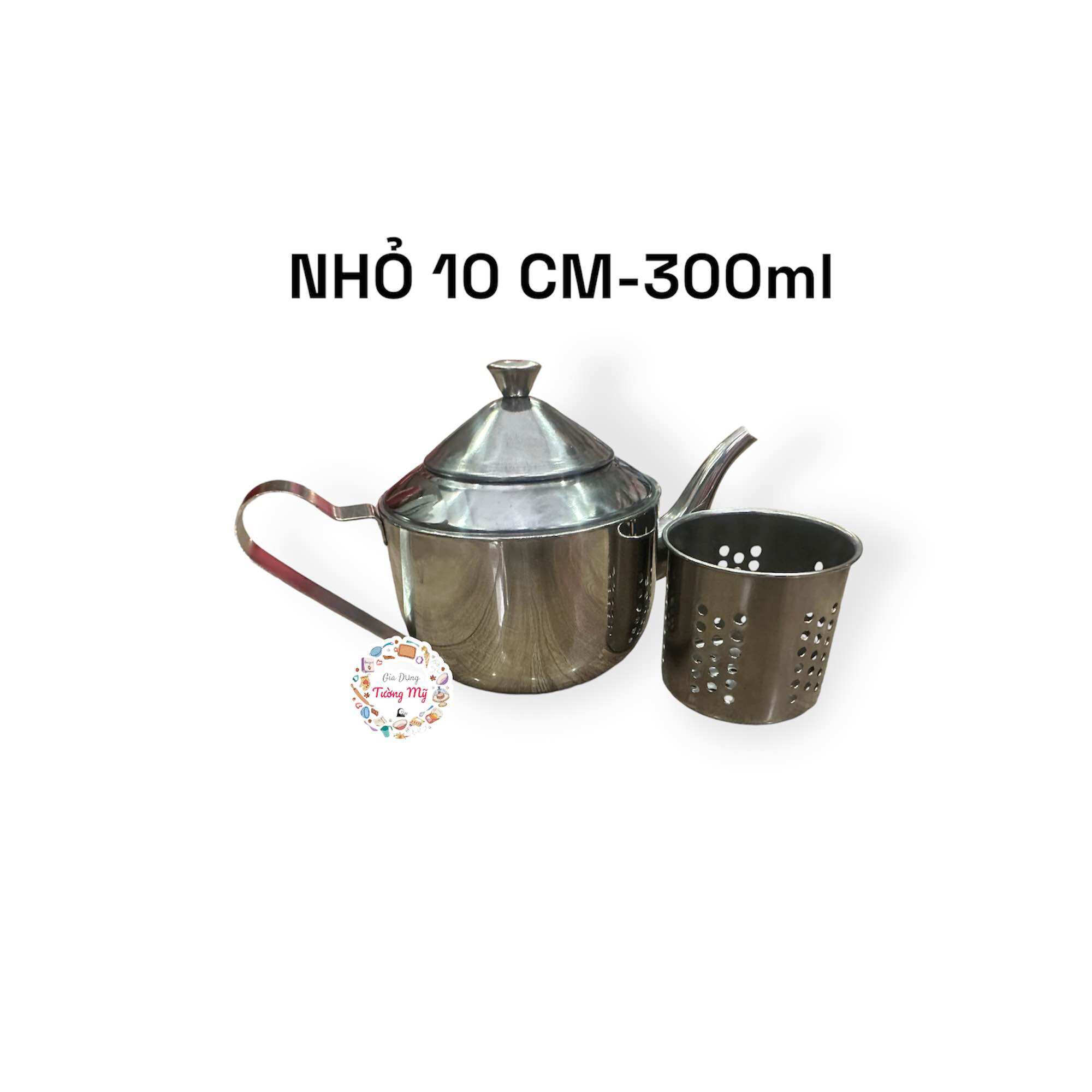 Ấm Trà Inox, Bình Pha Trà Inox Có Giỏ Lược Size 10 - 11 - 12Cm