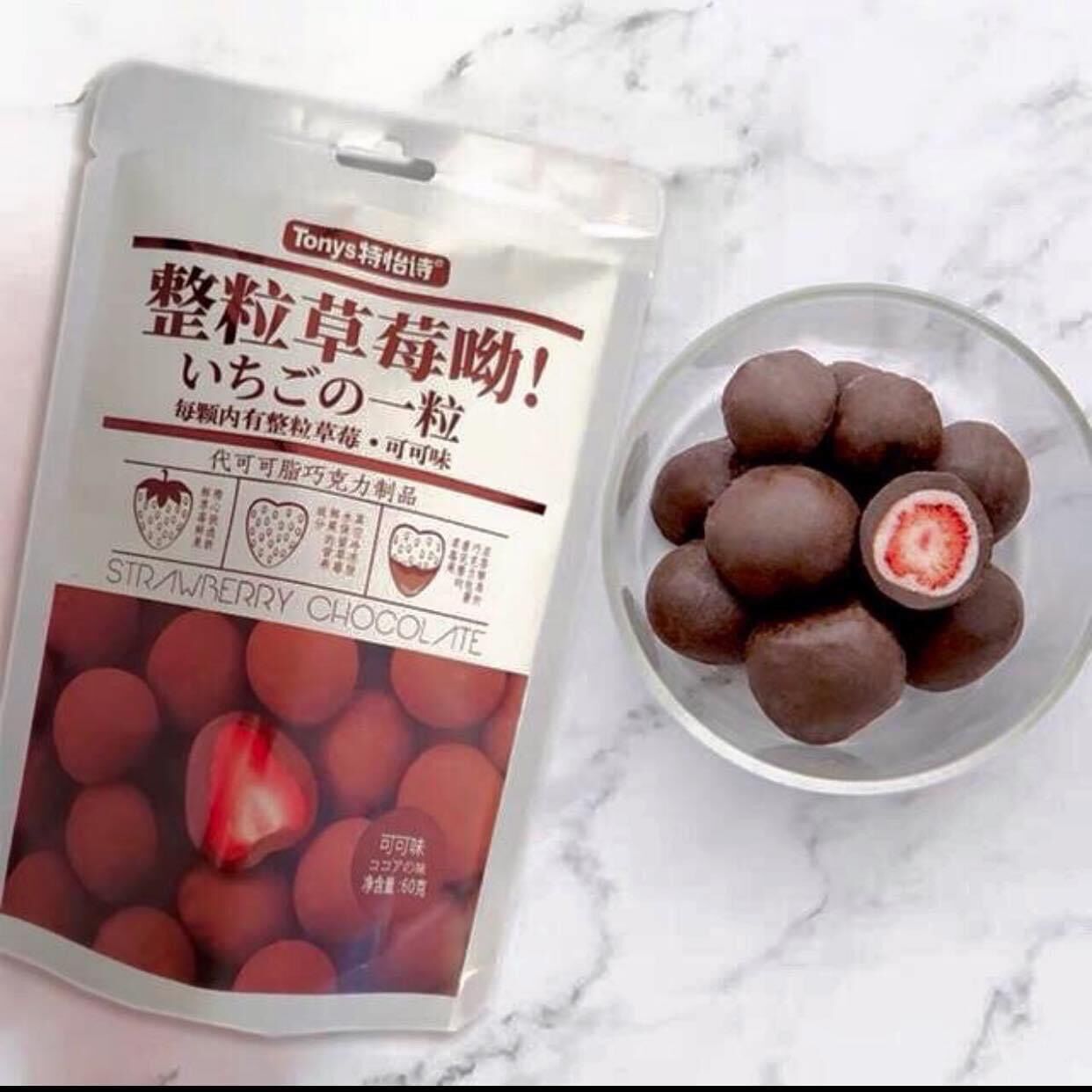 [HÀNG MỚI VỀ] Kẹo Socola Bọc Dâu Strawberry Chocolate Tonys