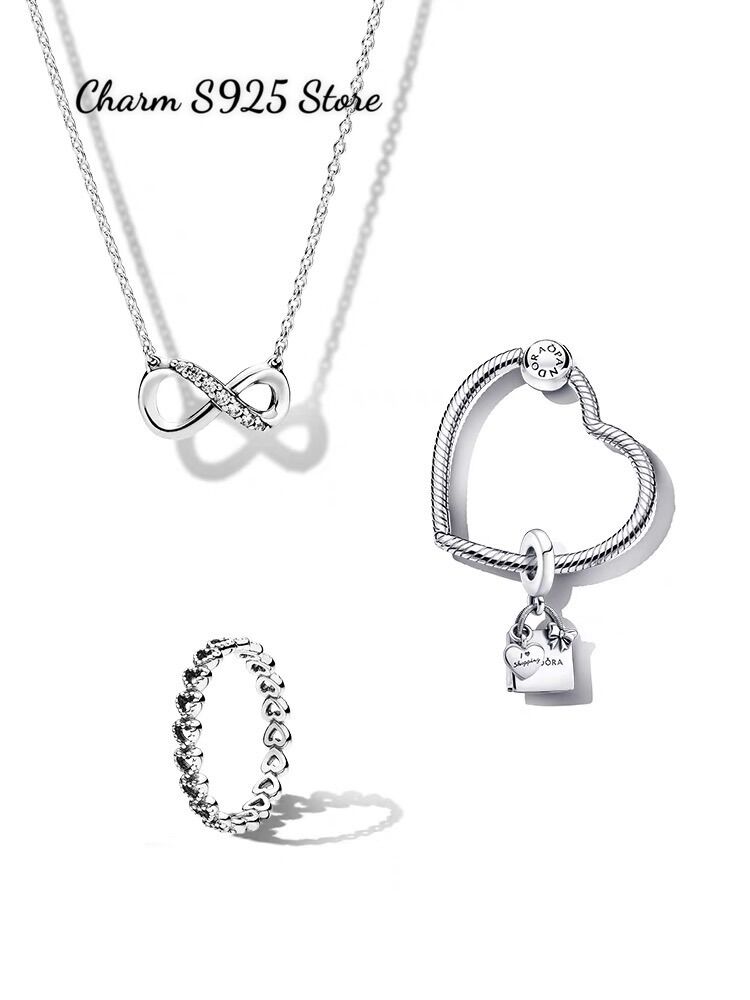 COMBO MẶT TIM PHỐI CHARM MẶT DÂY CHUYỀN BẠC S925 CAO CẤP