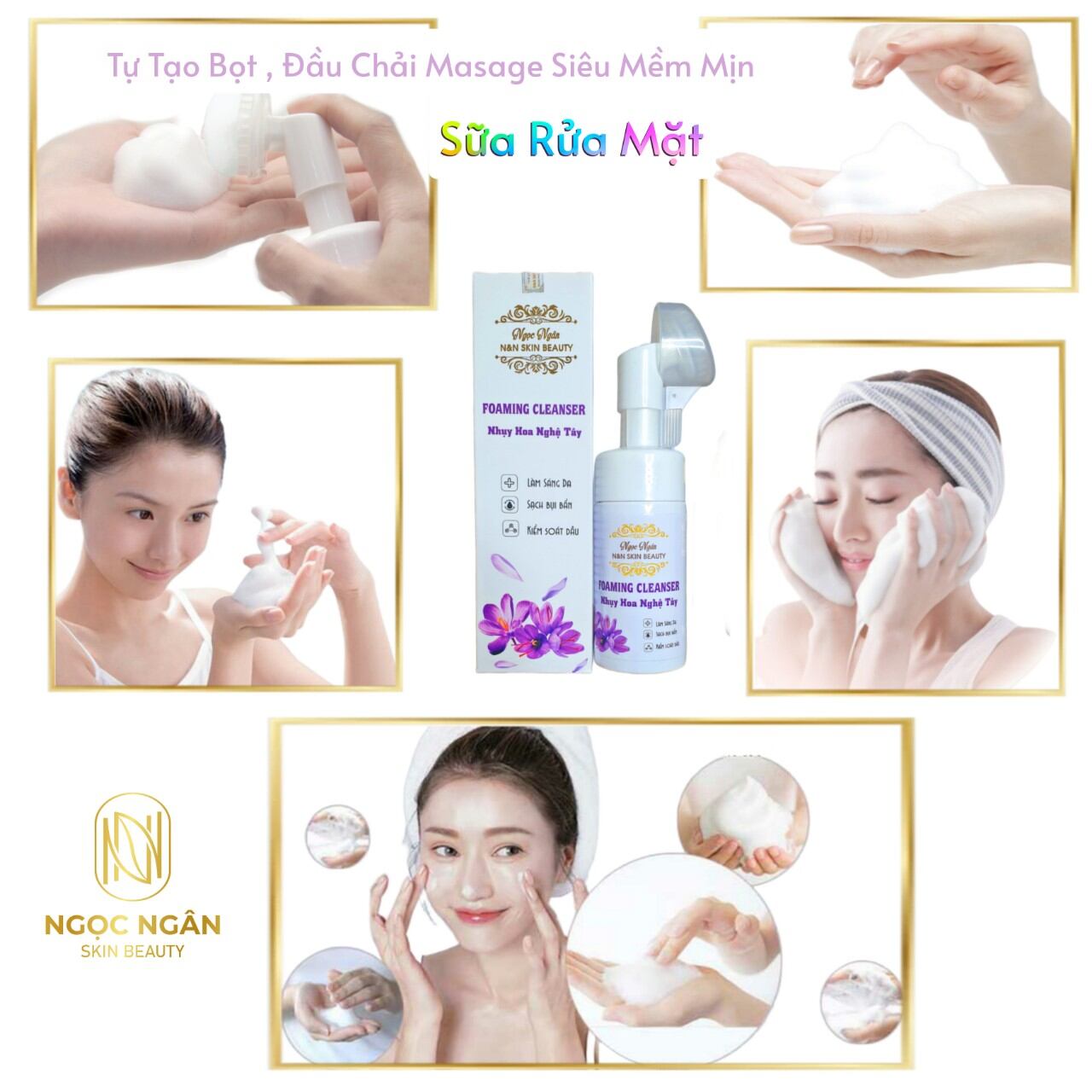 SỮA RỬA MẶT TẠO BỌT ĐẦU MASSAGE CAO CẤP