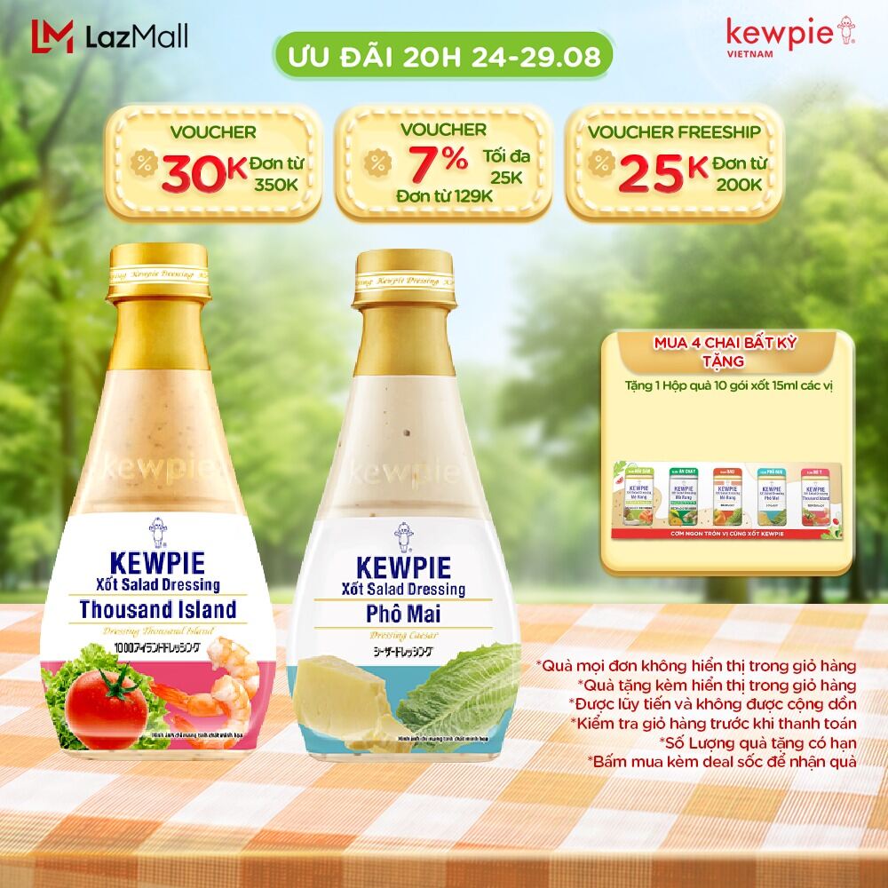 Combo món âu kewpie: xốt salad dressing thousand island 210ml & phô mai 210ml