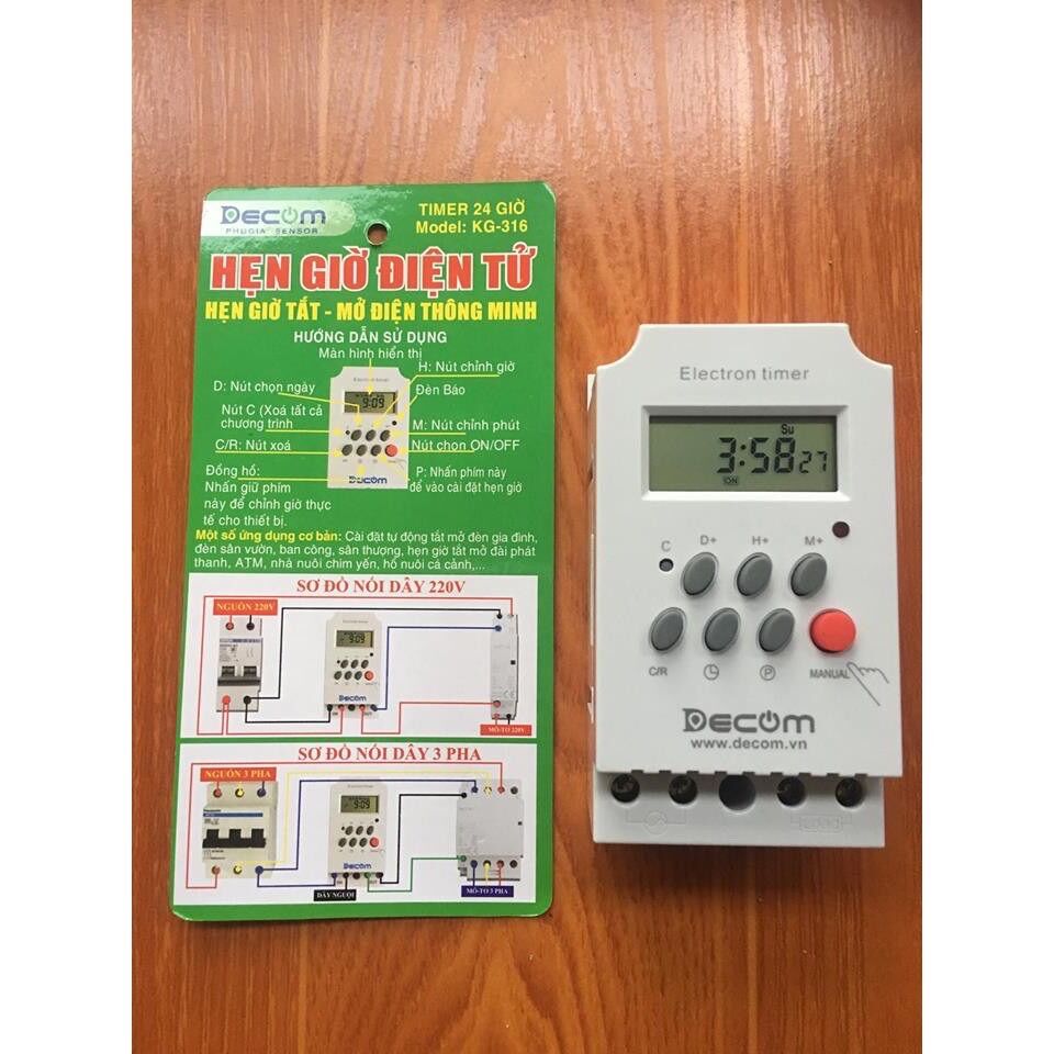 Timer hẹn giờ điện tử tắt bật tự động chính hãng DECOM