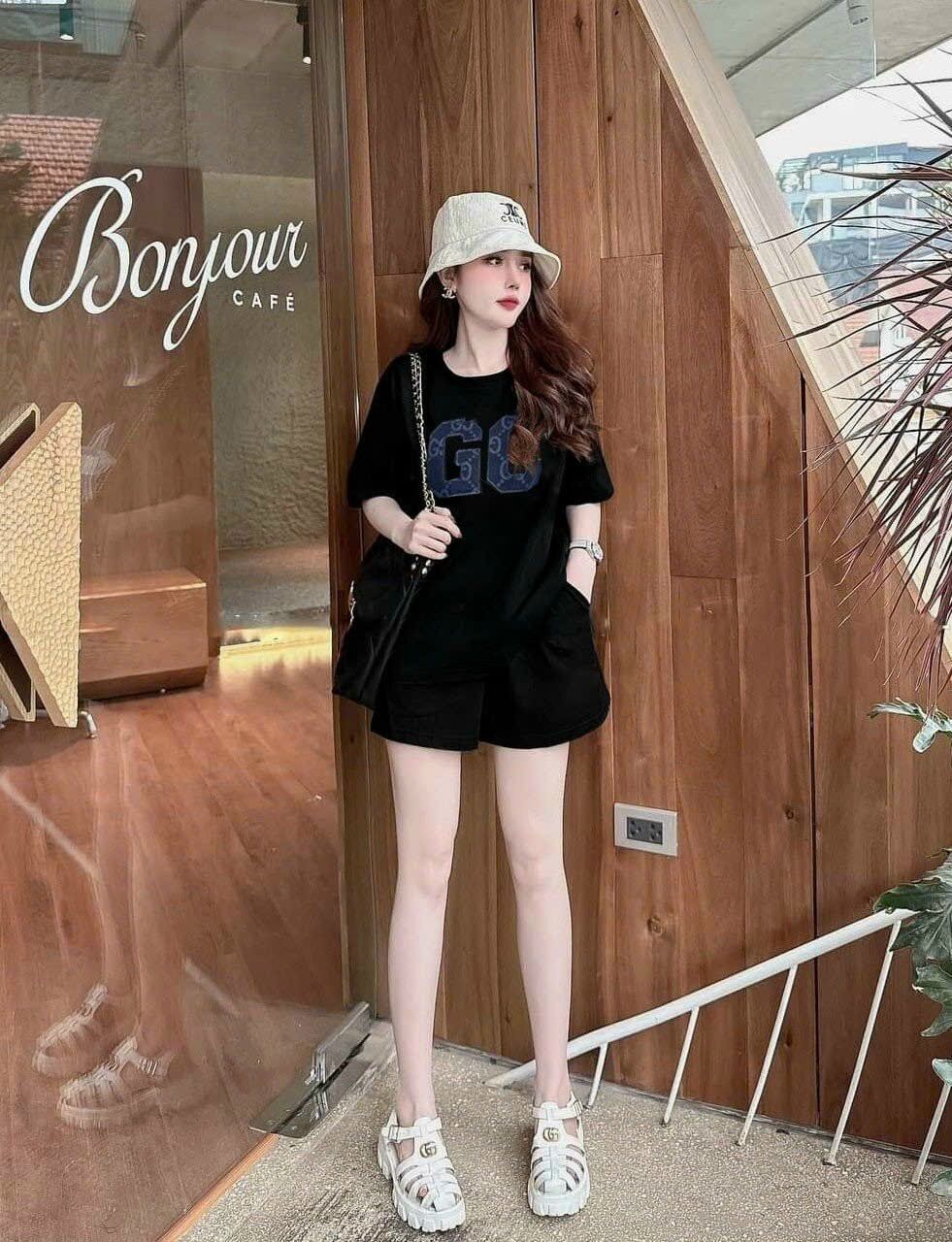 SÉT BỘ SHORT COTTON THÊU LÔ GÔ CAO CẤP
