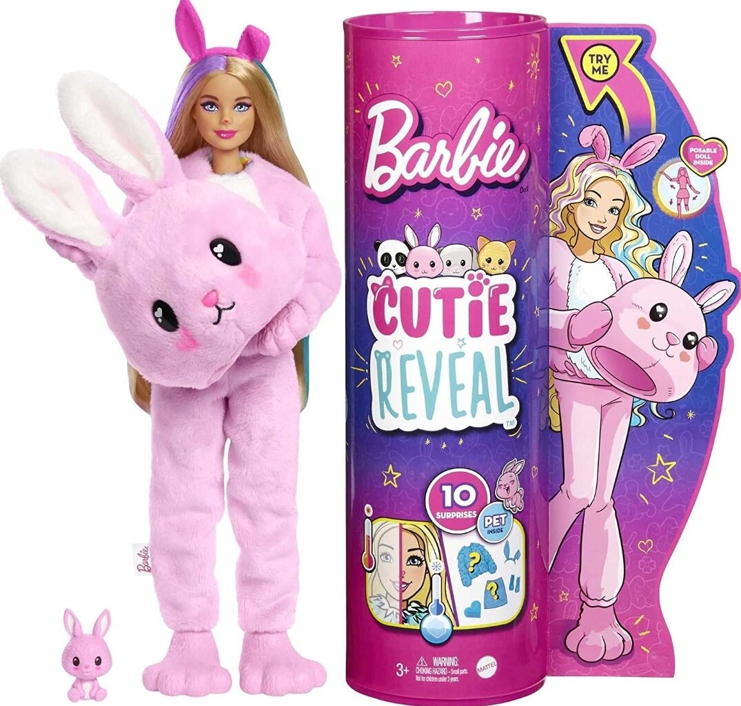 Búp bê Barbie Cutie Reveal Doll thỏ hồng thumbnail