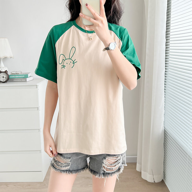 Áo cho con bú tay ngắn mùa hè phong cách hàn quốc áo mặc trong áo cho con bú áo cho con bú sau sinh cho mẹ sành điệu người nhỏ áo áo phông