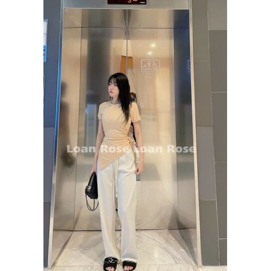 Áo Tà Nhọn Rút Dây Eo Chất Vải Thun Gân