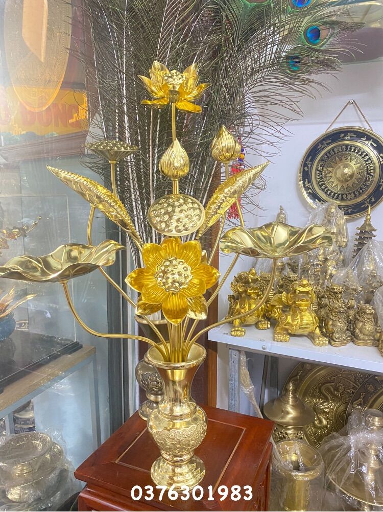 Combo hoa sen 10 cành đi kèm lọ