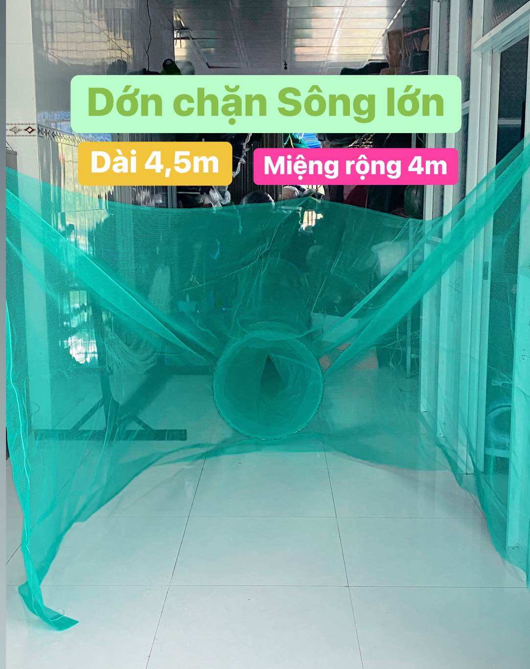 Dớn đặc tép, dớn đặc cá, dớn chặn sông đặc tôm,lươn,rắn,...mắt lưới 4li,tổng chiều dài 4,5m