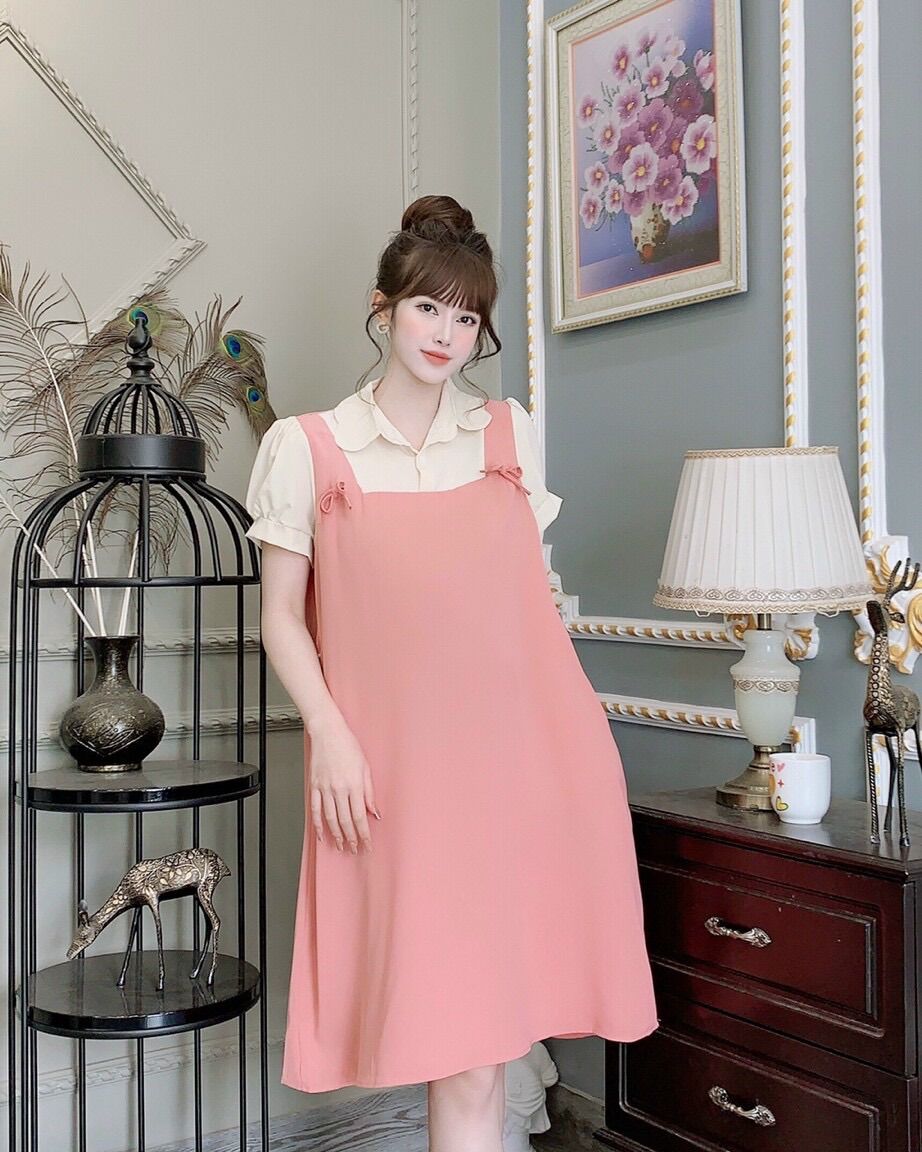 Đầm bầu cổ sơ mi thời trang công sở