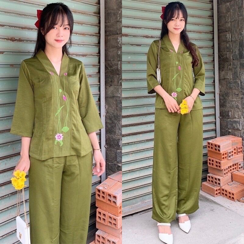 Đồ Lam Đi Chùa ✅ Bài Lai Thêu Sen