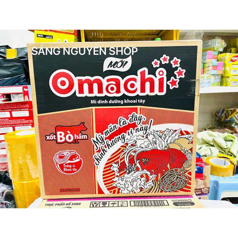 Thùng mì Omachi 30 Gói xốt bò hầm/sườn hầm ngũ quả 30 gói [ Date Mới Nhất ]