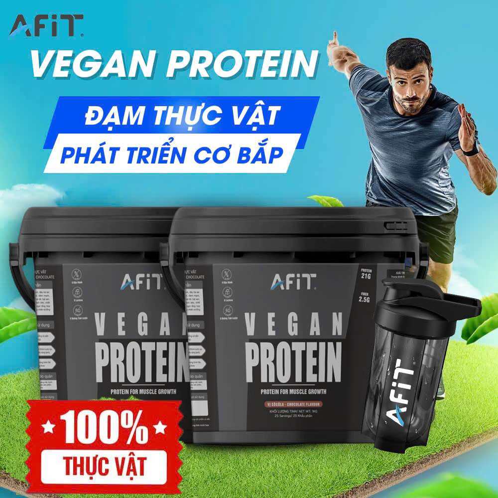 Combo 2 Hộp Sữa Tăng Cơ Giảm Mỡ Vegan Protein -AFit Nutrition 1 Kg + Quà Tặng