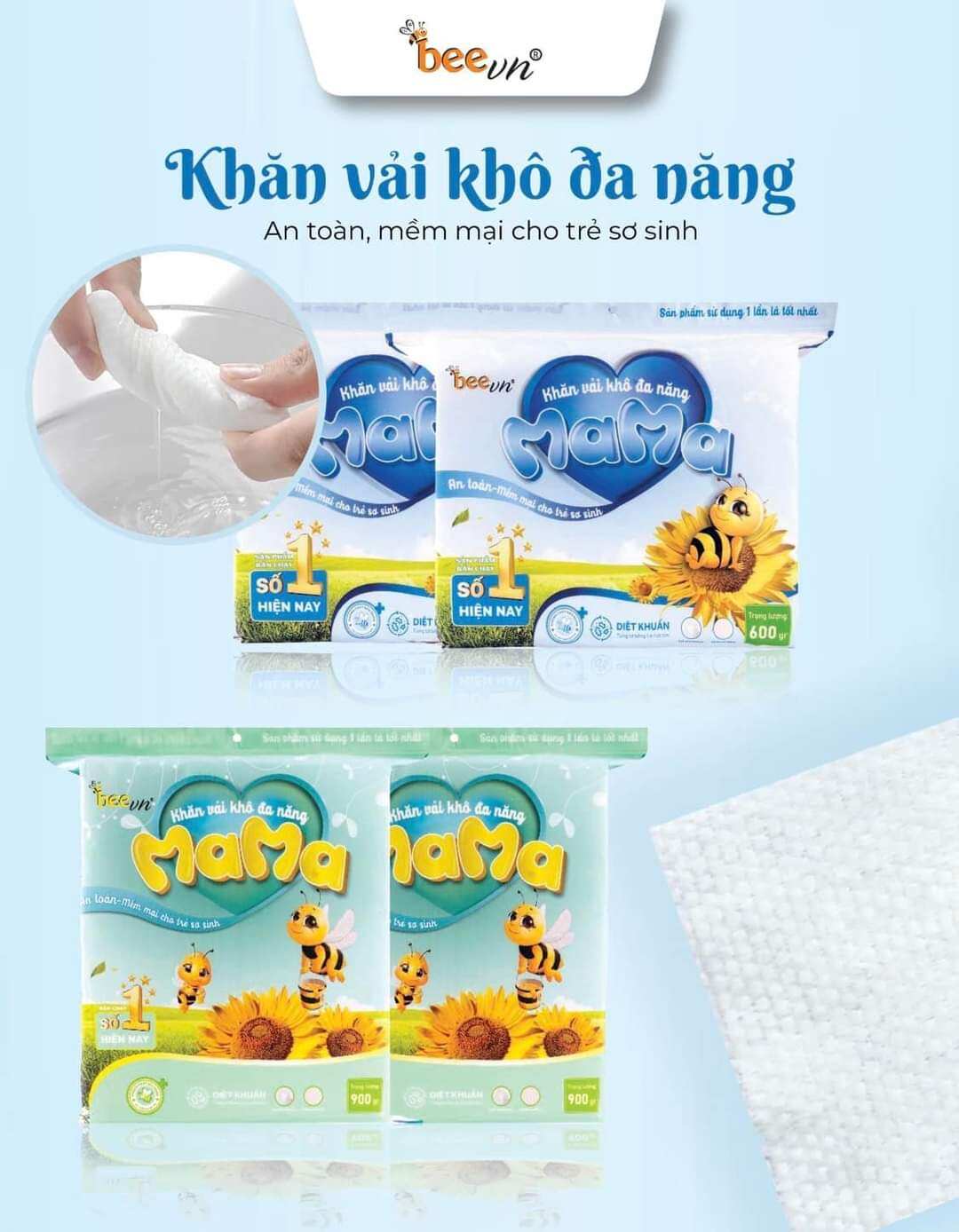 Combo 2 bịch khăn vải khô đa năng mama 900 gram