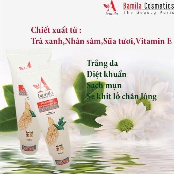 Sữa rửa mặt trà xanh nhân sâm Bamila 100ml