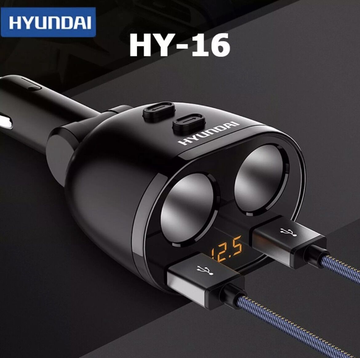 [HCM]Bộ chia tẩu sạc ô tô xe hơi  HY-16 hiển thị điện áp ổn định 3.6A công suất 120W (Màu đen)