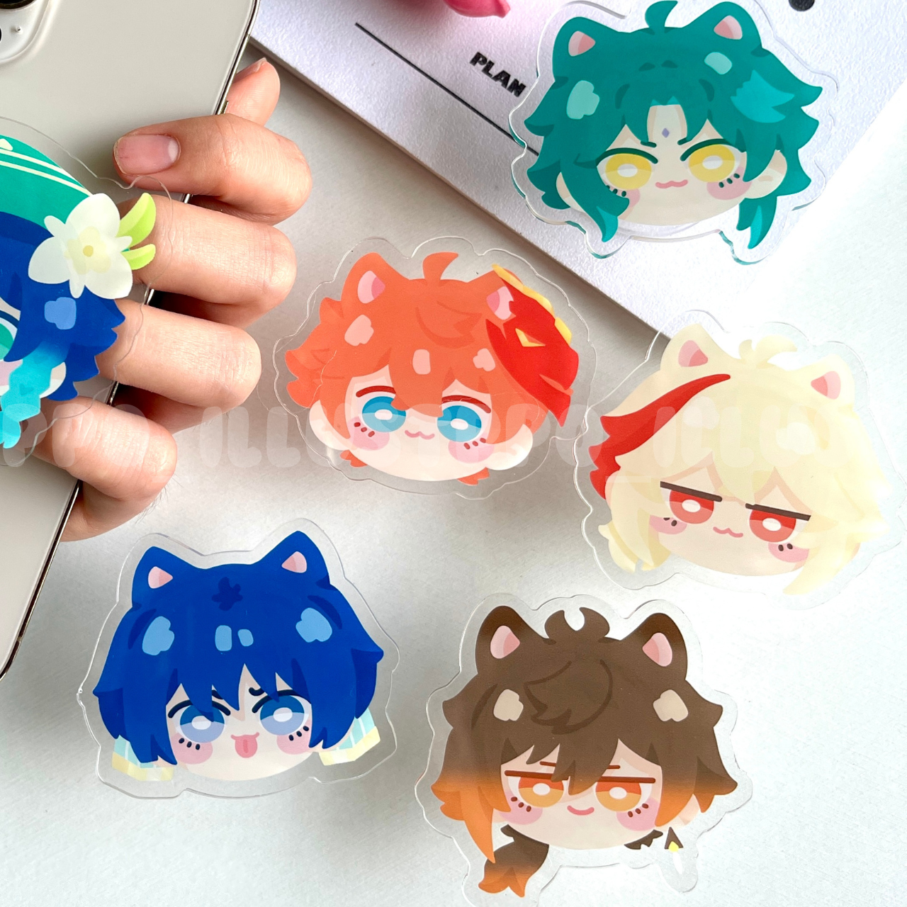 Ppo | Giá đỡ điện thoại Griptok Popsocket Anime Genshin Impact 5cm