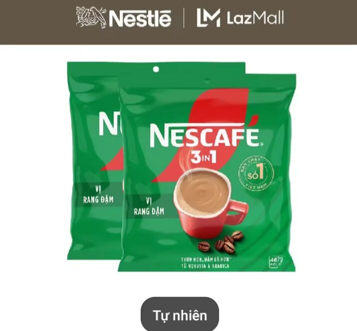 COMBO 2 TÚI. CÀ PHÊ SỮA NESCAFE VỊ RANG ĐẬM 46 GÓI. HÀNG MỚI DATE XA.