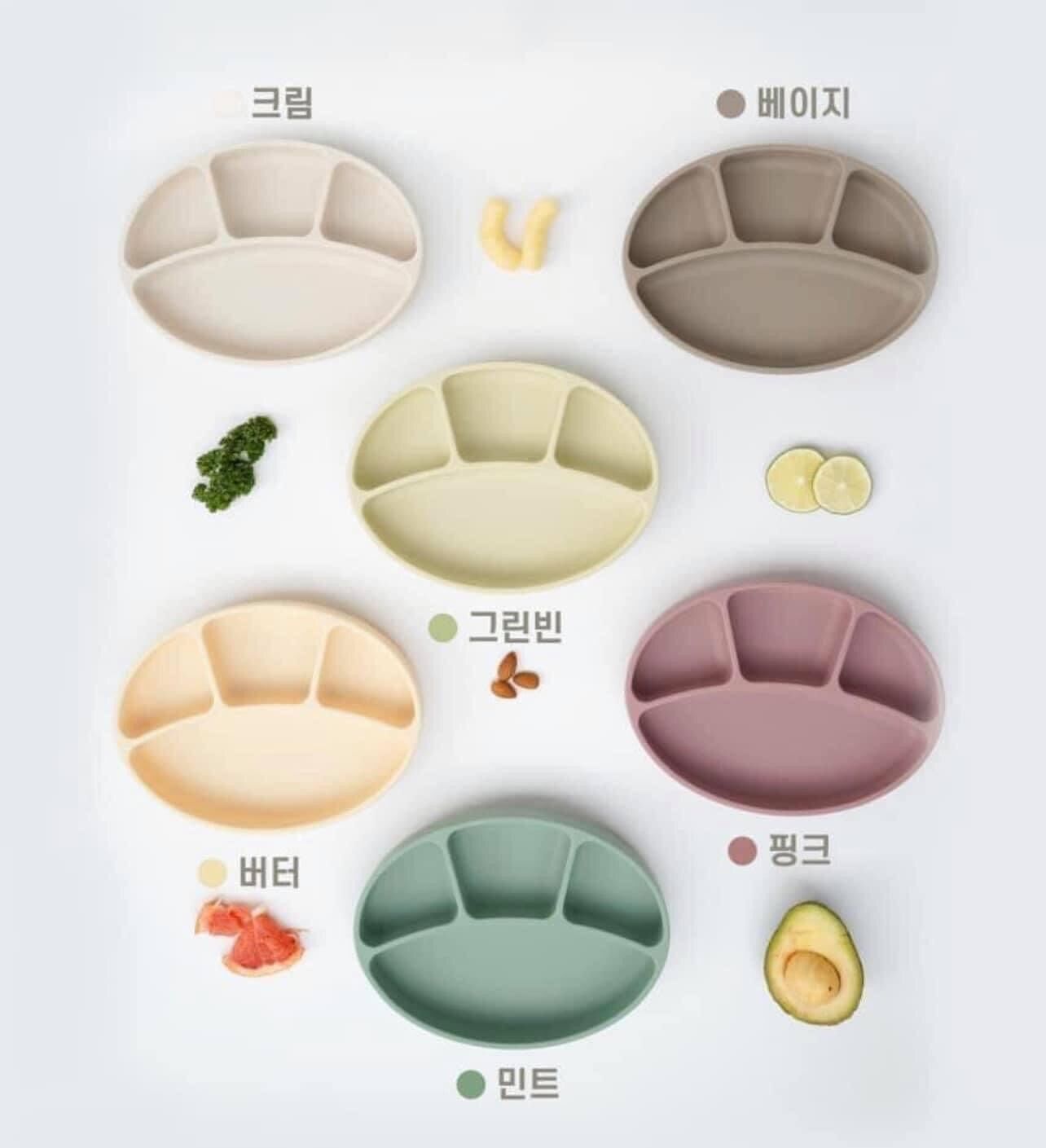 Khay ăn dặm silicone có đế hít bluemama modui hàn quốc