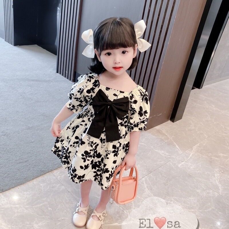 Đầm phối nơ xinh xắn cho bé gái