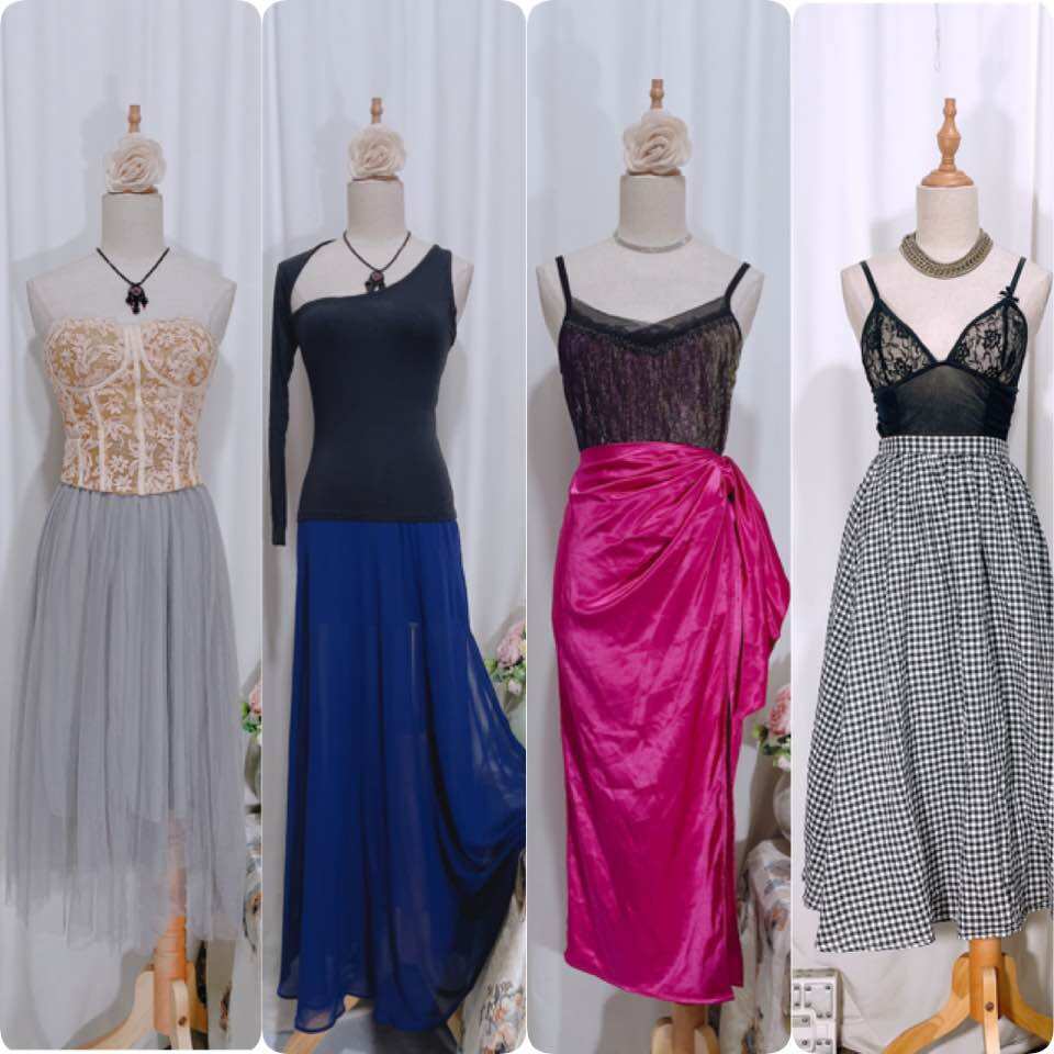 Chân váy dài vintage hoa nhí , voan lưới siêu xinh
