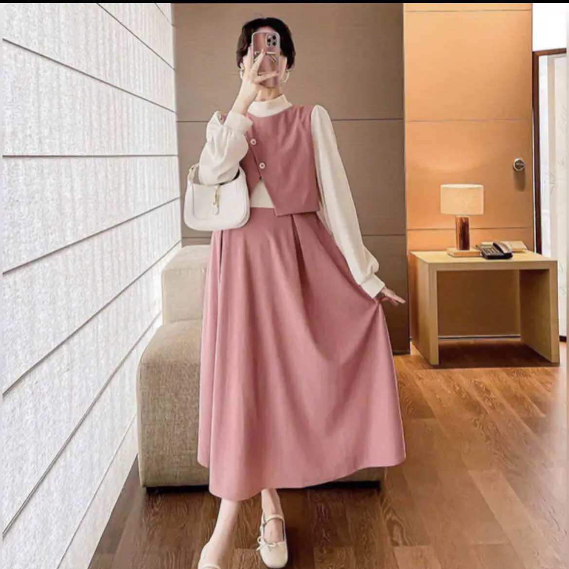 Đầm bầu thu đông vạt chéo thời trang cổ 3p âm áp