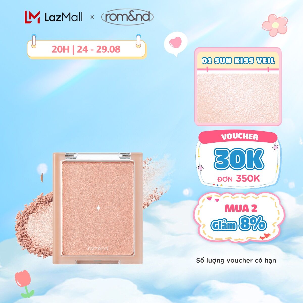 Phấn bắt sáng ánh nhũ lấp lánh, siêu xinh Hàn Quốc Romand Hanbok See-Through Veillighter 5.5g