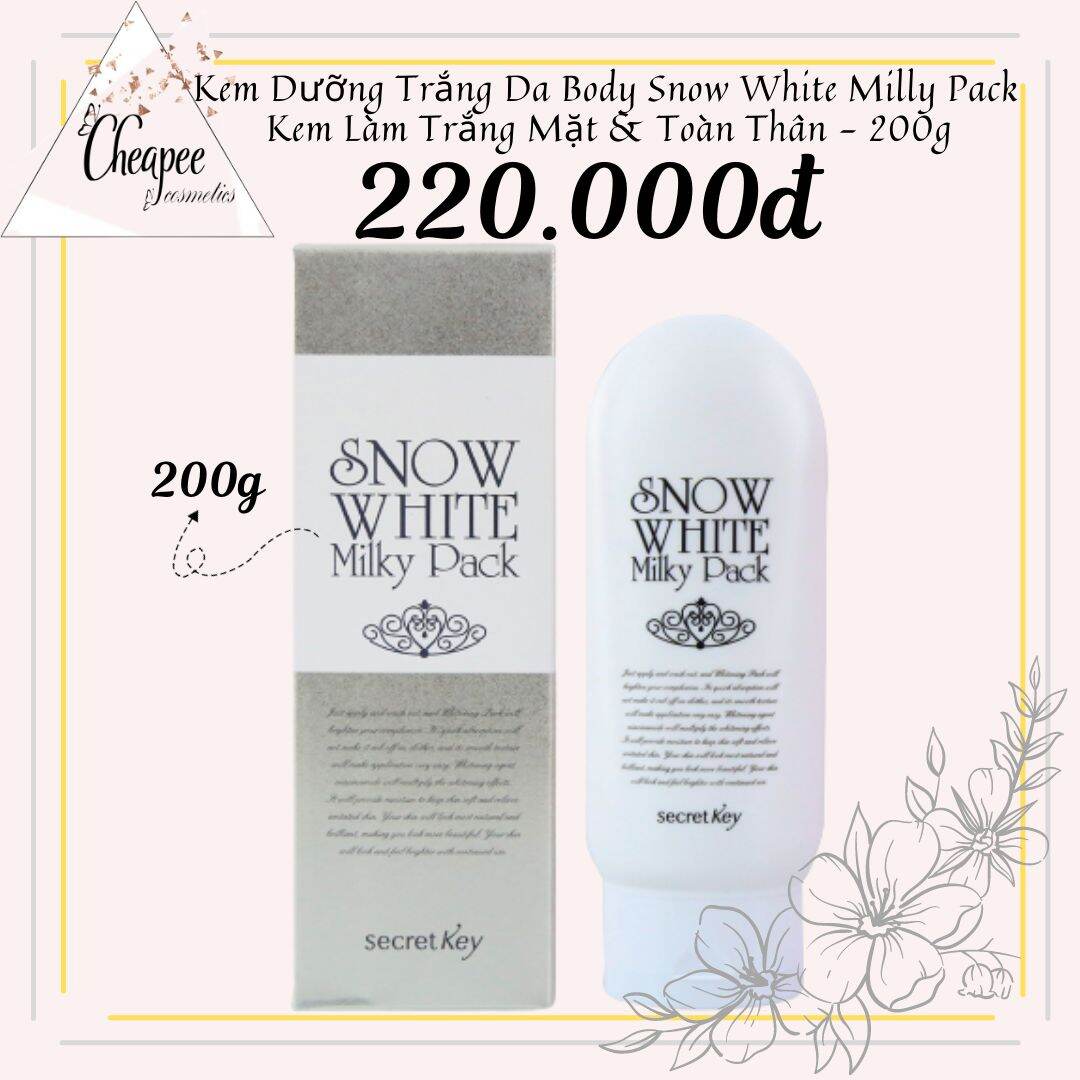 Kem dưỡng trắng da body snow white milly pack kem làm trắng mặt & toàn thân - 200g