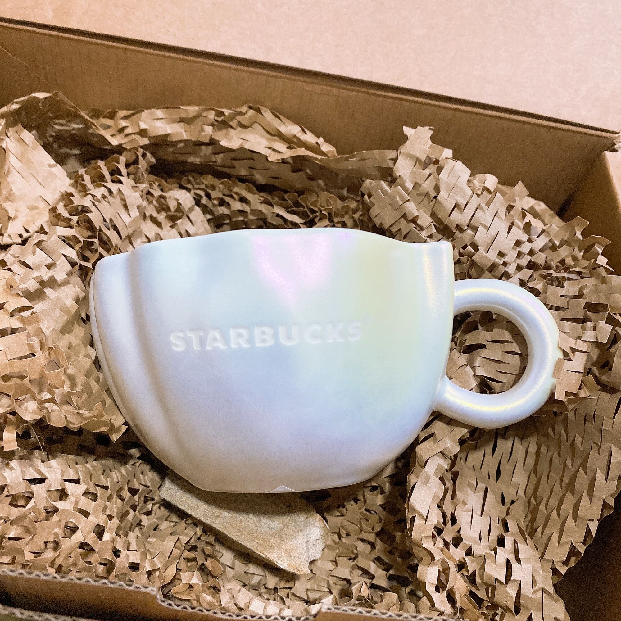 [STARBUCKS VN] - CỐC SỨ SIREN ANNI 21 WHITE PEARL GLAZE HANDLE MUG 12oz