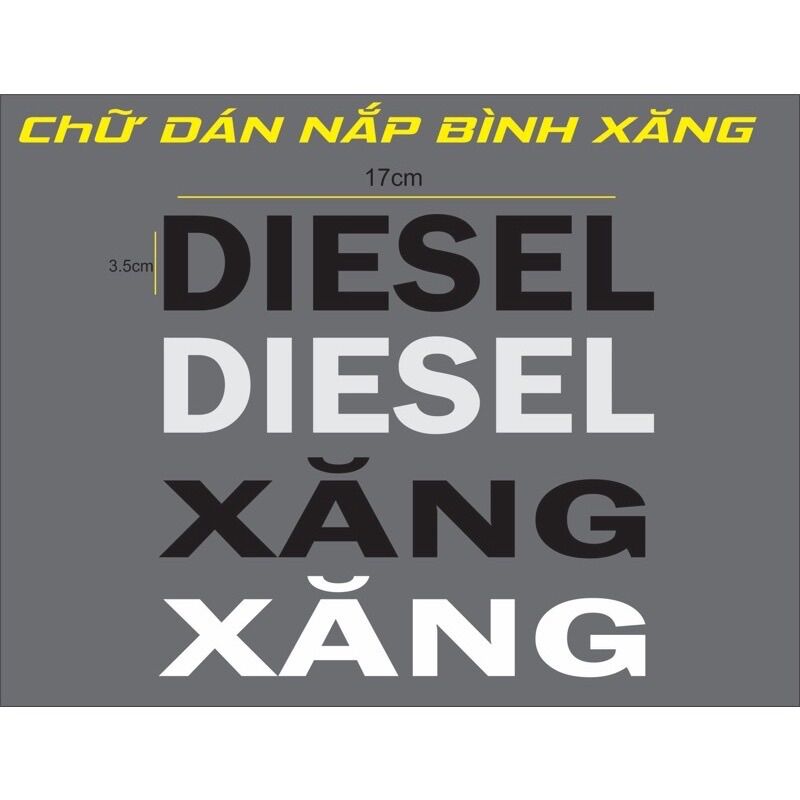 Decal chữ dán nắp bình xăng phản quang 3M ( trừ màu đen)