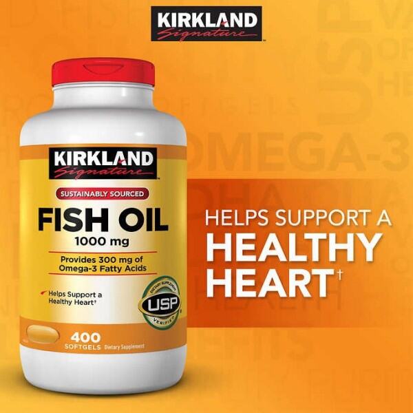 Viên uống Dầu Cá KIRKLAND Fish Oil 1000mg Provides 300mg Of Omega