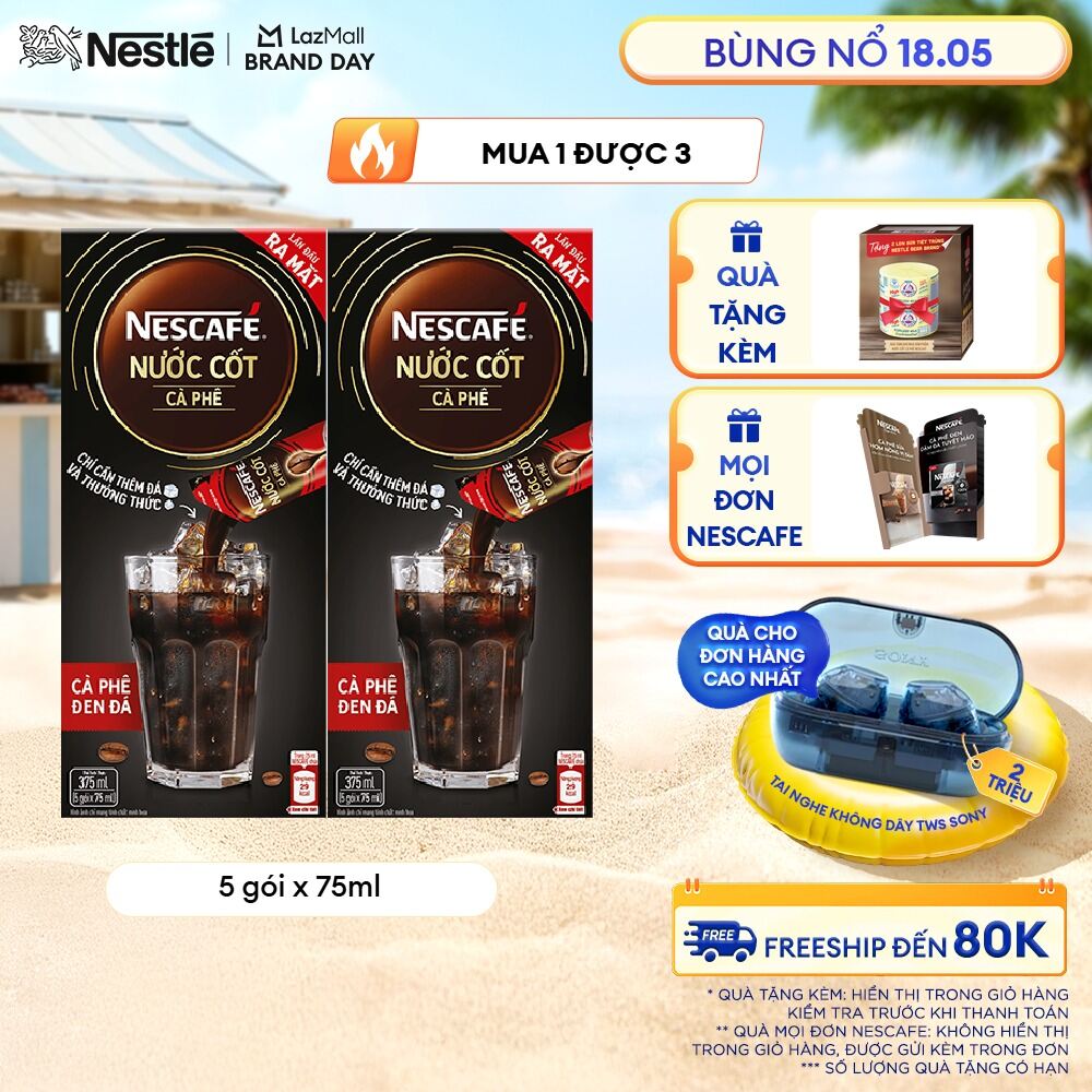 [ƯU ĐÃI THÁNG 5] Combo 2 hộp Nước Cốt Cà Phê NESCAFÉ Cà phê Đen Đá