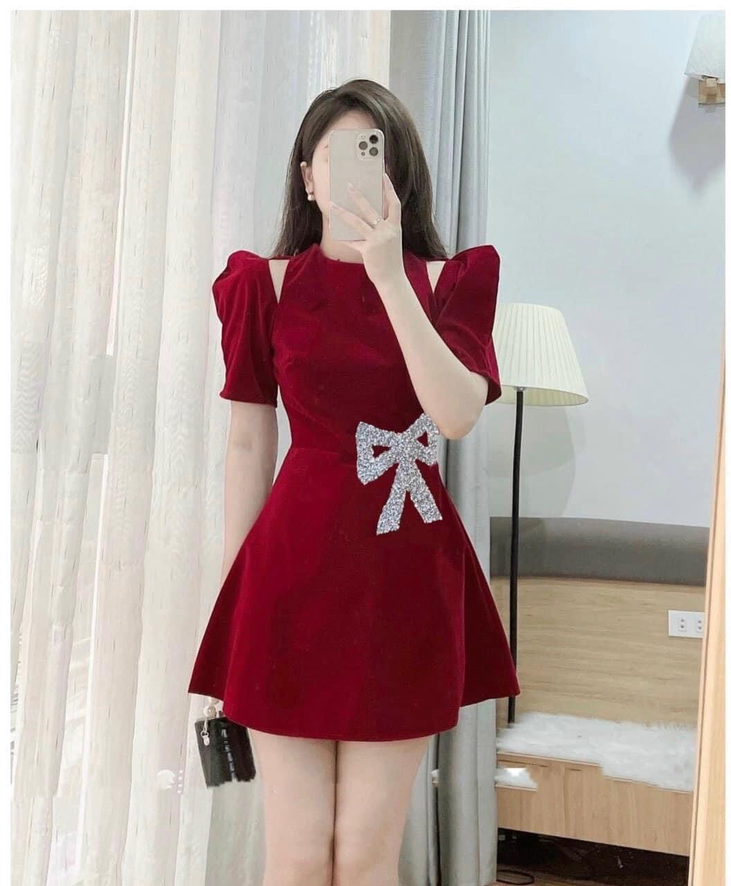 (D124 SHOP BIGSIZE NỮ 50KG ĐẾN 90KG) đầm đính nơ eo dáng A ngắn