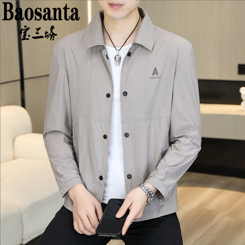 Áo Jacket Cổ Bẻ Mùa Hè Áo Rộng Rãi Thoáng Khí Mẫu Mỏng Thường Ngày Cho Nam