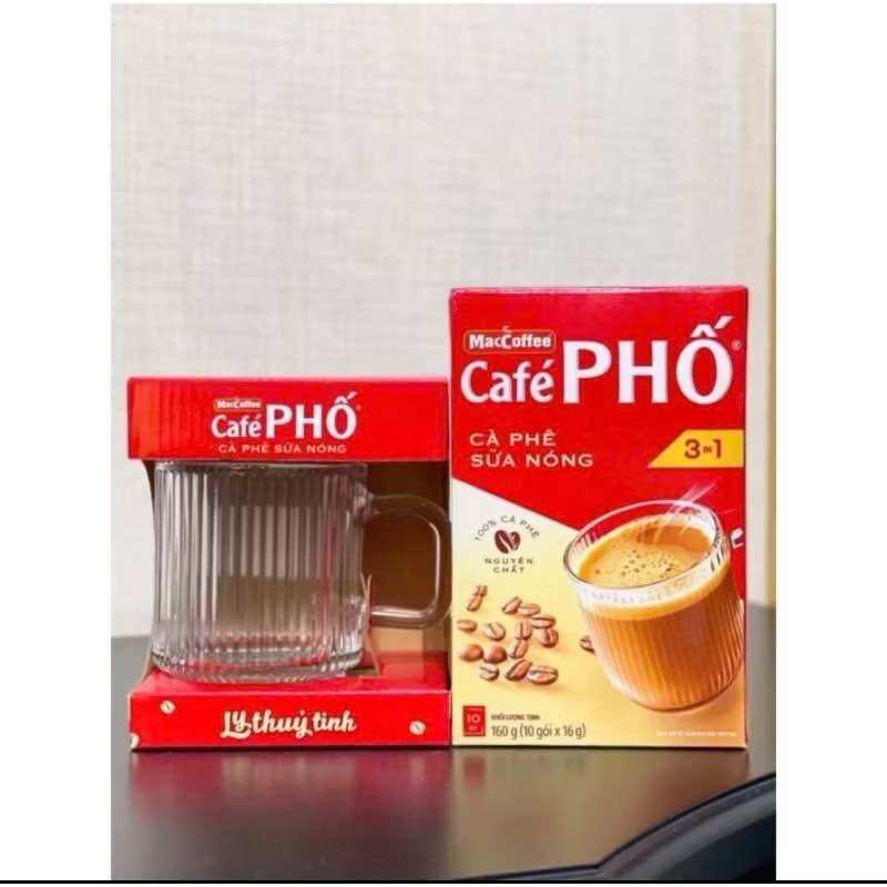 Cafe phố cafe sữa nóng 160g tặng kèm ly