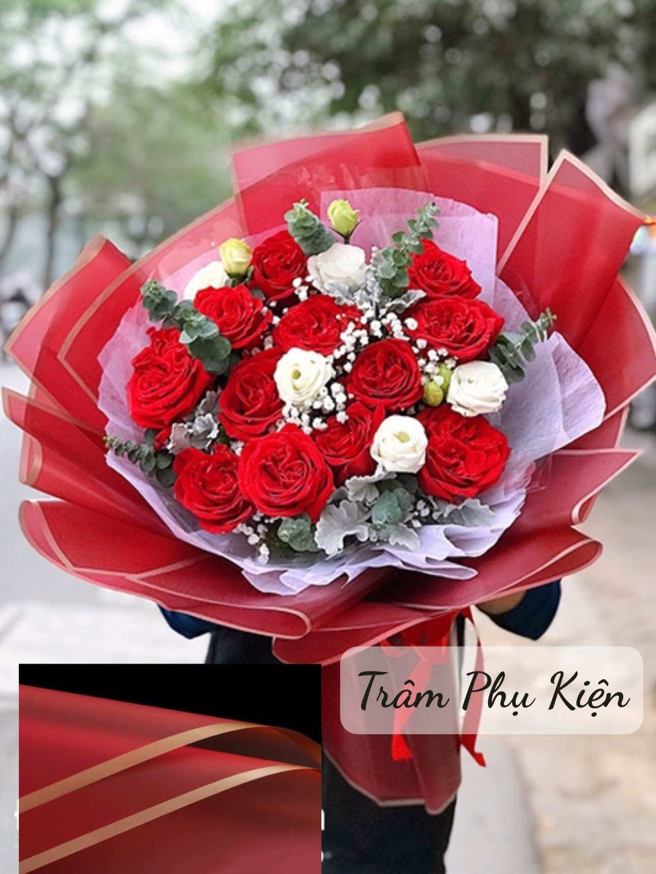 Giấy bóng mờ viền đồng bó hoa (Tập20 tờ)