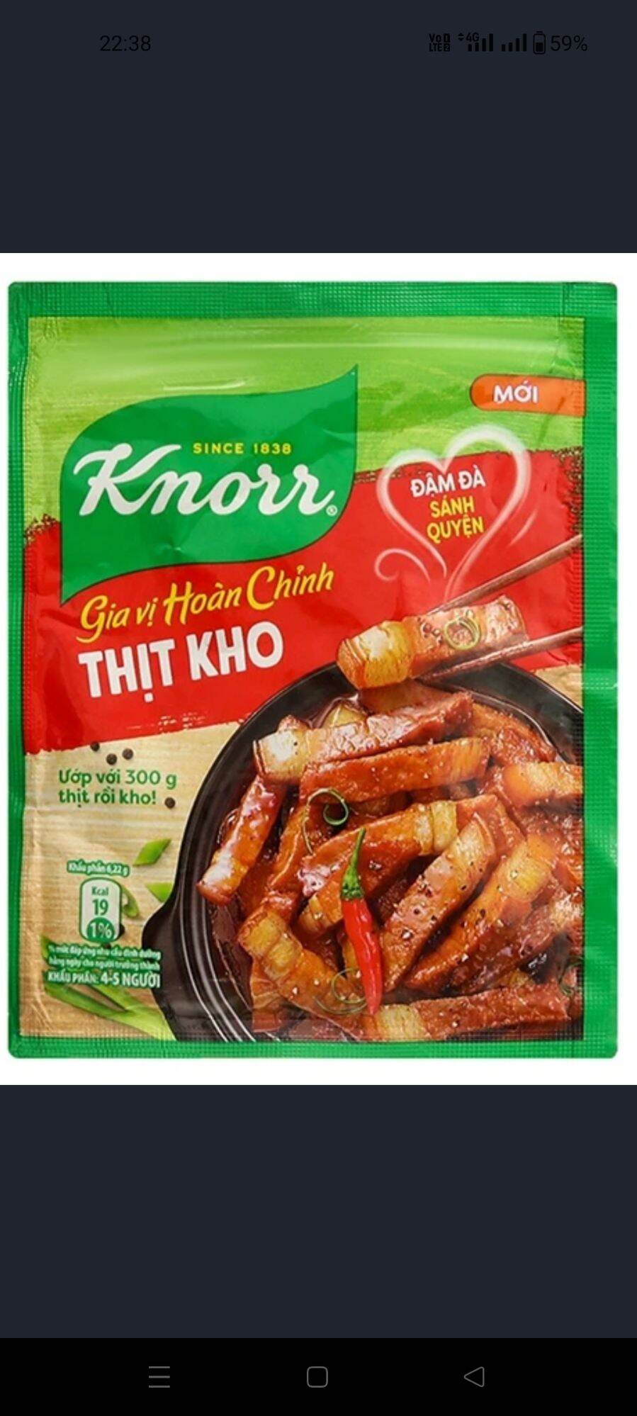 4 gói gia vị hoàn chỉnh thịt kho Knorr gói 28g