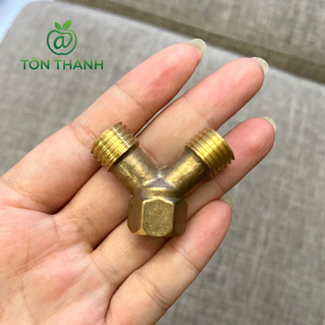 CỤC NỐI CHỮ Y CHỮ T THAU KHỚP CHIA 2 ĐẦU RA RĂNG NGOÀI 14MM